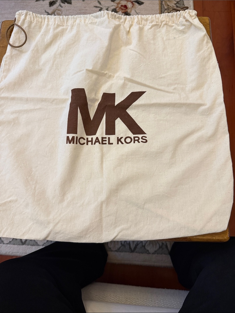 Michael Kors Cream Dust Bag with Brown MK Logo